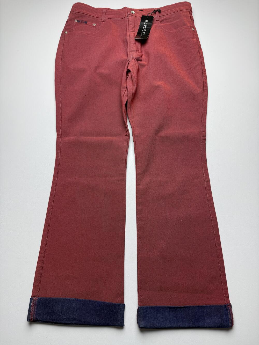 Vintage Revolt Jeans Juniors 19 Red Bootcut Cuffed Stretch Denim Casual Pants